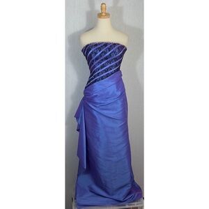 Flirt Maggie Sottero Prom Pageant Side Drape Dress Sz 4 Strapless Purple Lace-up